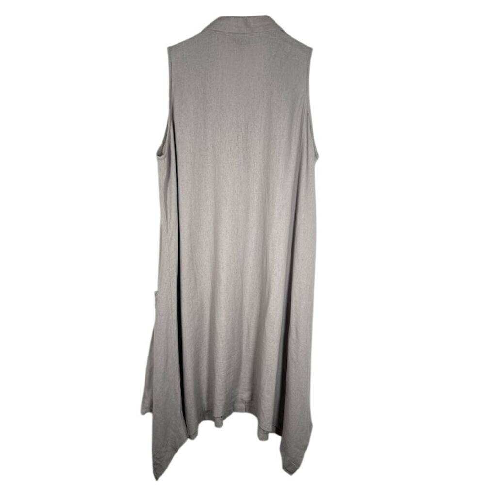For Cynthia Linen Blend Lagenlook Sleeveless A-Line Shirt Dress L Shark Bite Hem - Picture 3 of 8